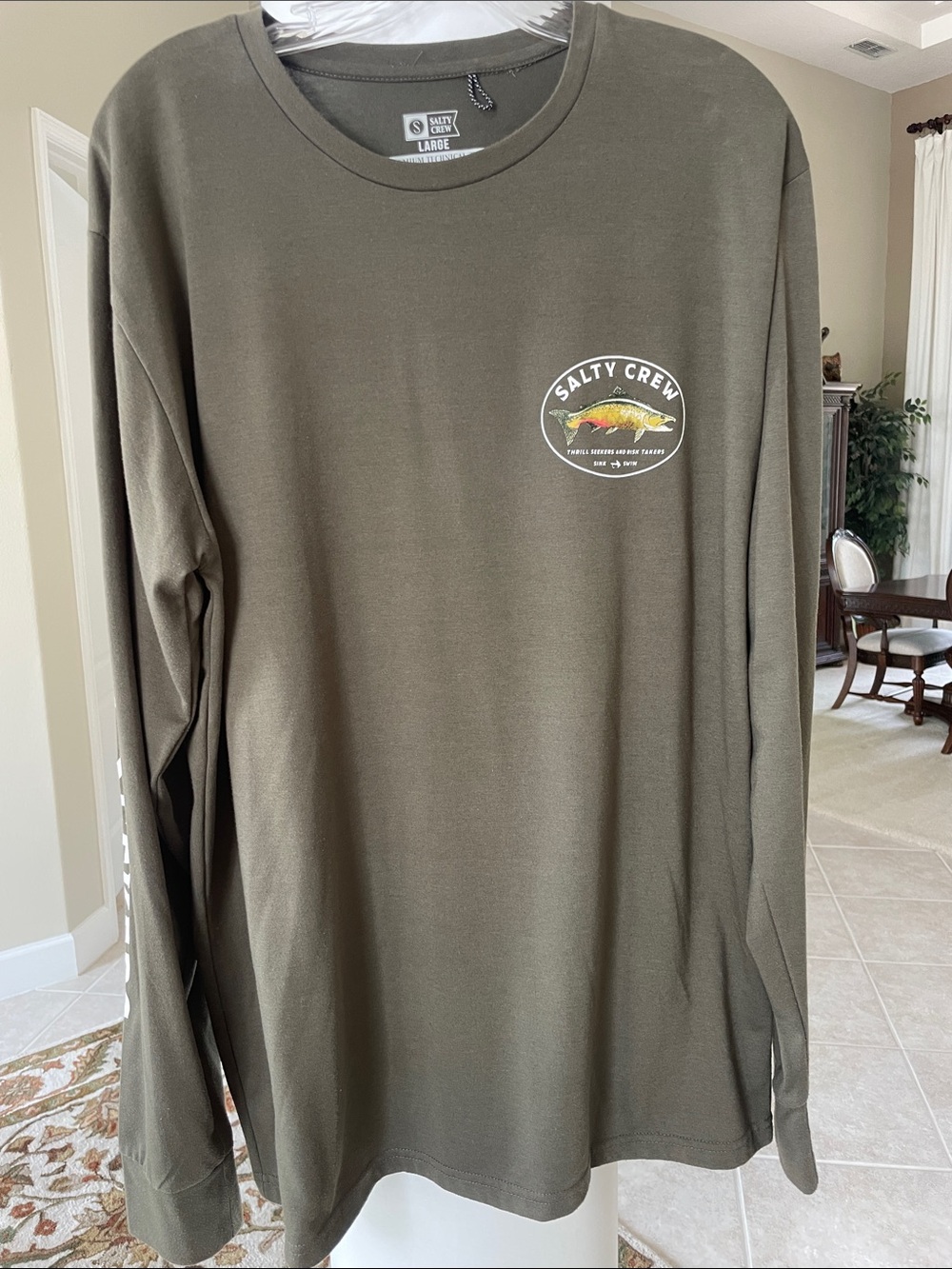 Salty Crew Olive Green Long Sleeve Logo Tee